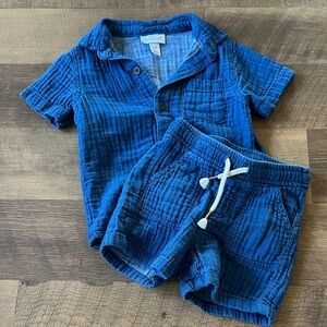 Cat & Jack Textured Blue Baby Outfit